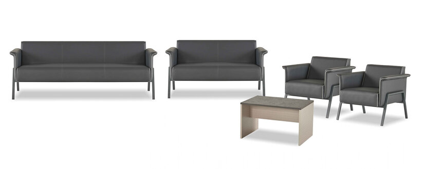 Dunkelgraue Arbeitszimmer Möbel Designer 3-Sitzer Zweisitzer Sessel