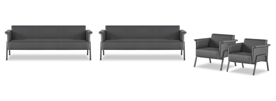 Graue Arbeitszimmer Möbel Designer 3-Sitzer 2x Luxus Stilvolle Sessel