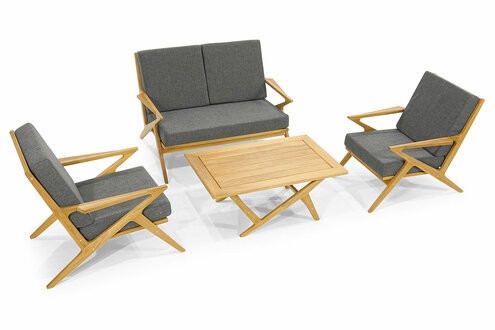 Stilvolle Garten Möbel Designer 2-Sitzer 2x Polster Sessel Couchtisch