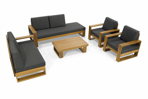 Grau-Braune Polstergarnitur Edle Gartenmöbel Moderner Kaffeetisch 5tlg