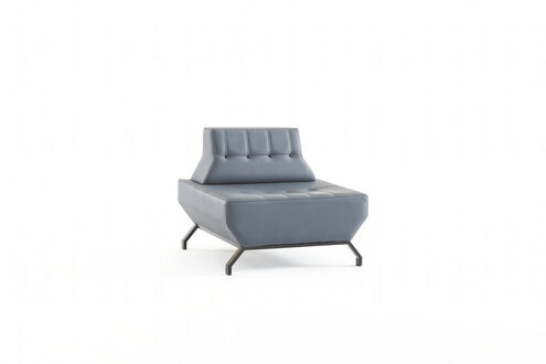 Sessel Leder Edeltstahl Art Deco Knöpfe Lehnsessel Grau Chesterfield