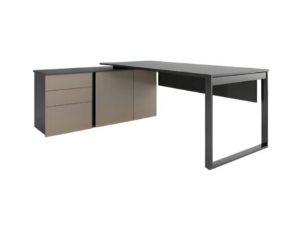 Stilvolle Ecke Büro Schreibtisch Holzmöbel Arbeitsumgebung Schubladen