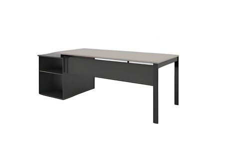 Stilvoller Arbeitstisch schwarz grau deluxe Holzmöbel Arbeitsumgebung