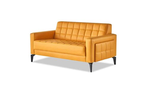 Couch Gelb 2-Sitzer Sofa Chesterfield Ledersofa Sitzmöbel Zweisitzig