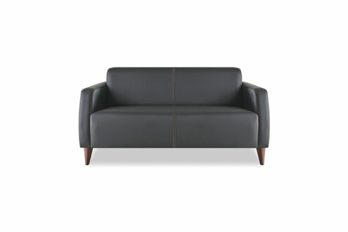 Couch 2-Sitzer Sofa Schwarz Ledersofa Modern Holz Leder Vielseitig