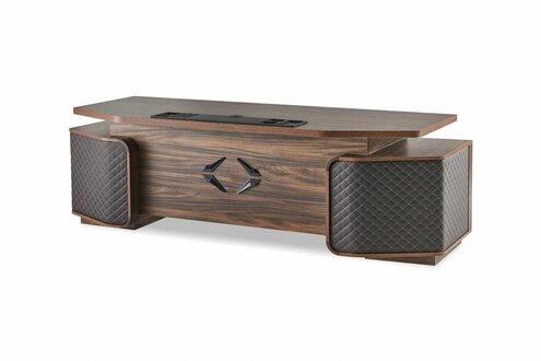 Bürotisch Schubladen Arbeitszimmer Rechteckig Braun Schwarz Modern Holz