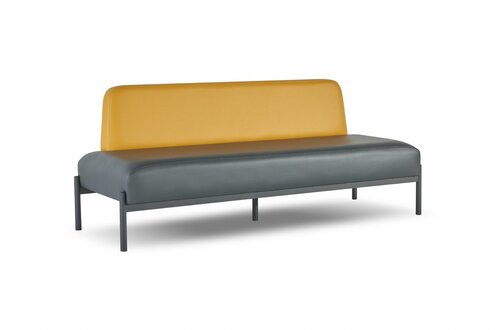 Sitzmöbel Art Deco Sofa 3-Sitzer Schwarz Gelb Dreisitzig Ledersofa Büro