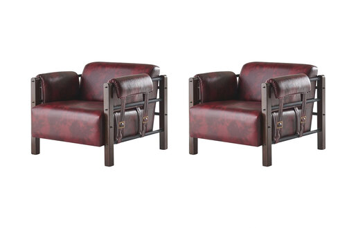 Leder Sessel Bordeaux Ledersessel Modern 1-Sitzer Set Weiche Armlehnen