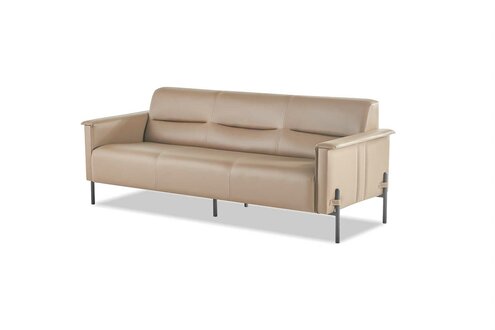 Sofa Modern 3-Sitzer Ledersofa Leder Edelstahl Holz Dreisitzig Couch