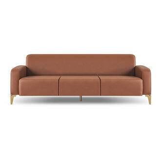 Sofa 3-Sitzer Braun Modern Couch Dreisitzig Wohnzimmer Leder Edelstahl