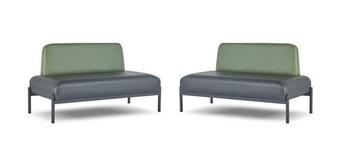 Sofas 2-Sitzer Schwarz Gelb Ledersofas Art Deco Edelstahl Leder Weich