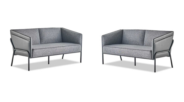 Sofa-Set 2-Sitzer Sofas Grau Modern Ledesofas Textil Edelstahl Sitzmöbel