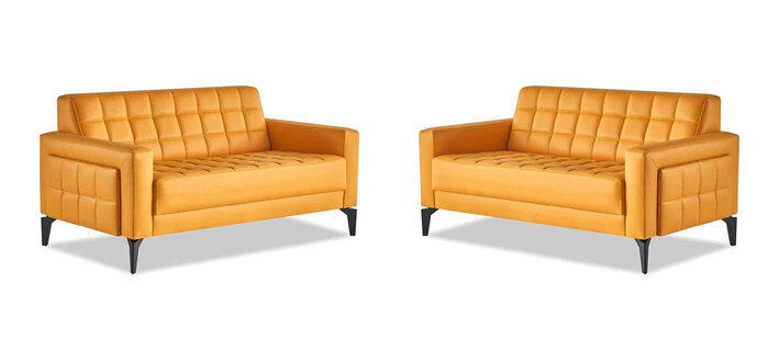 Sofas 2-Sitzer Chesterfield Gelb Modern Ledersofas Sofa-Set Edelstahl