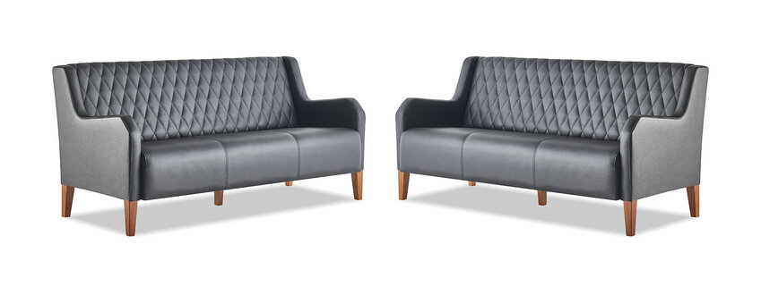 Sitzmöbel Modern Ledersofas Set 3-Sitzer Schwarz Sofa-Set Leder Holz