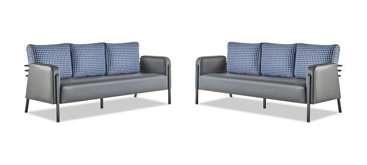 Sofas Grau Blau Sofas Kissen Sofa-Set Kissen 3-Sitzer Modern Polster
