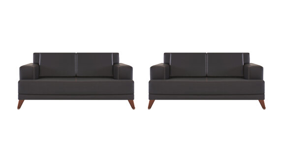 Sofa-Set 2-Sitzer Schwarz Ledersofas Modern Leder Hol Sitzmöbel Sofas