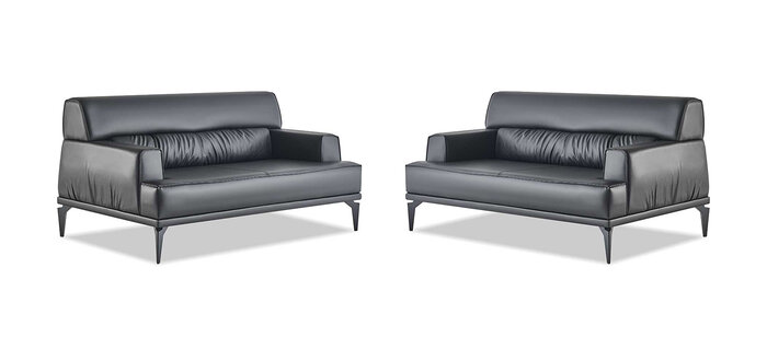 Sofargarnituren Set Modern 2-Sitzer Sofas Schwarz Leder Couch Sofa-Set