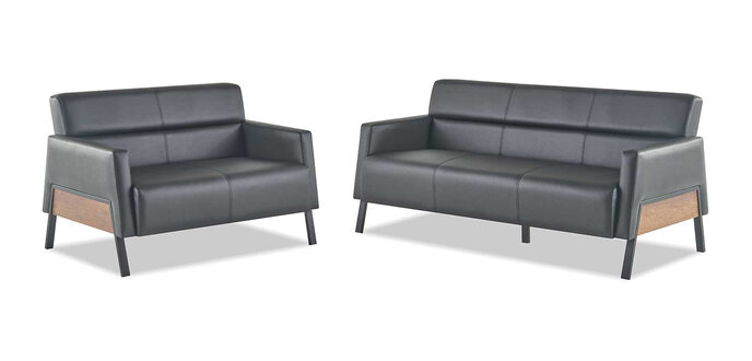 Sofas Sitzmöbel 3-Sitzer 2-Sitzer Sofas Schwarz Ledersofas Modern Set