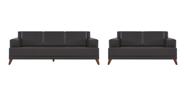 Modernnes Sofa-Set Ledersofas Schwarz 3-Sitzer 2-Sitzer Polster Kissen