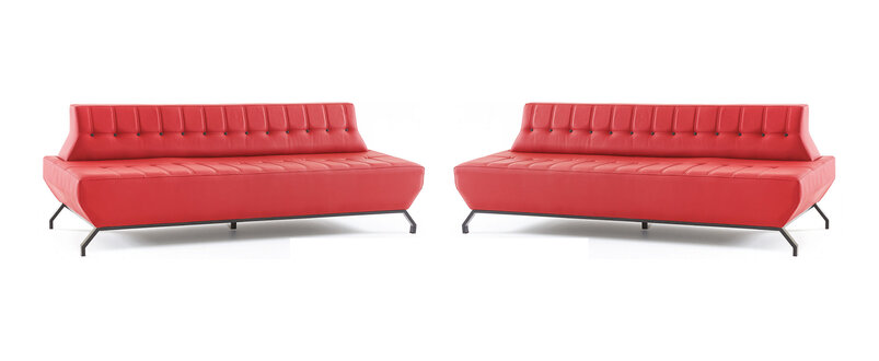 Sofa-Set Edelstahl Leder Chesterfield 2-Sitzer Sofas Leder Art Deco Rot