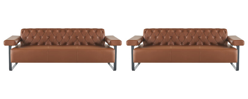 Couch 3-Sitzer Sofas Braun Einfarbig Chesterfiel Ledersofas Modern
