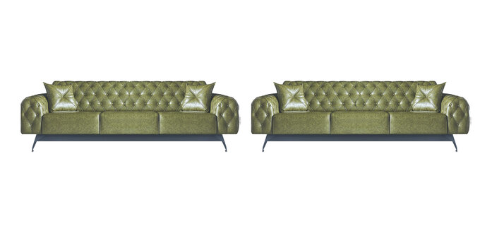 Sofagarnituren Chesterfield Sofa-Set 3-Sitzer Sofas Grün Klasssich Kissen