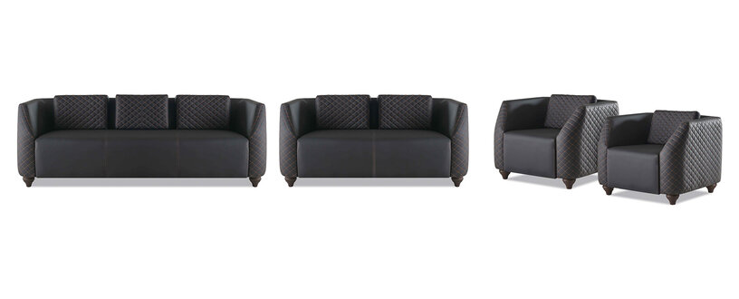 Sofagarnituren 3-Sitzer 2-Sitzer Sessel Schwarz Ledersofas Polster Couch