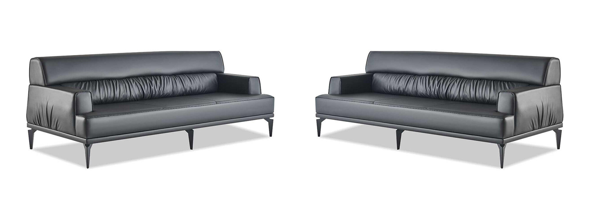 Sofas Leder Sofa-Set Schwarz 3-Sitzer Dreisitzig Ledersofas Couch Modern