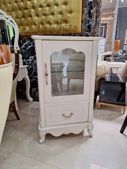 Glasvirtine Sideboard Luxus Designer Holz Regal Weiß Möbel Kommode Sofort