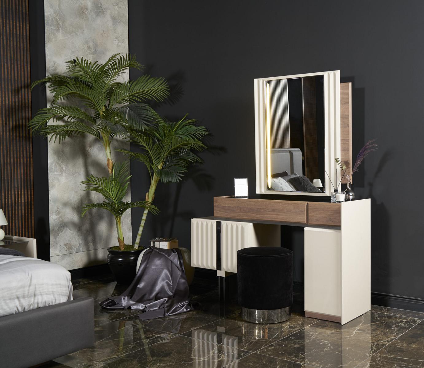 Modern Design Weiß Schminktisch mit Spiegel Luxus Schlafzimmer Möbel 2tlg Sofort