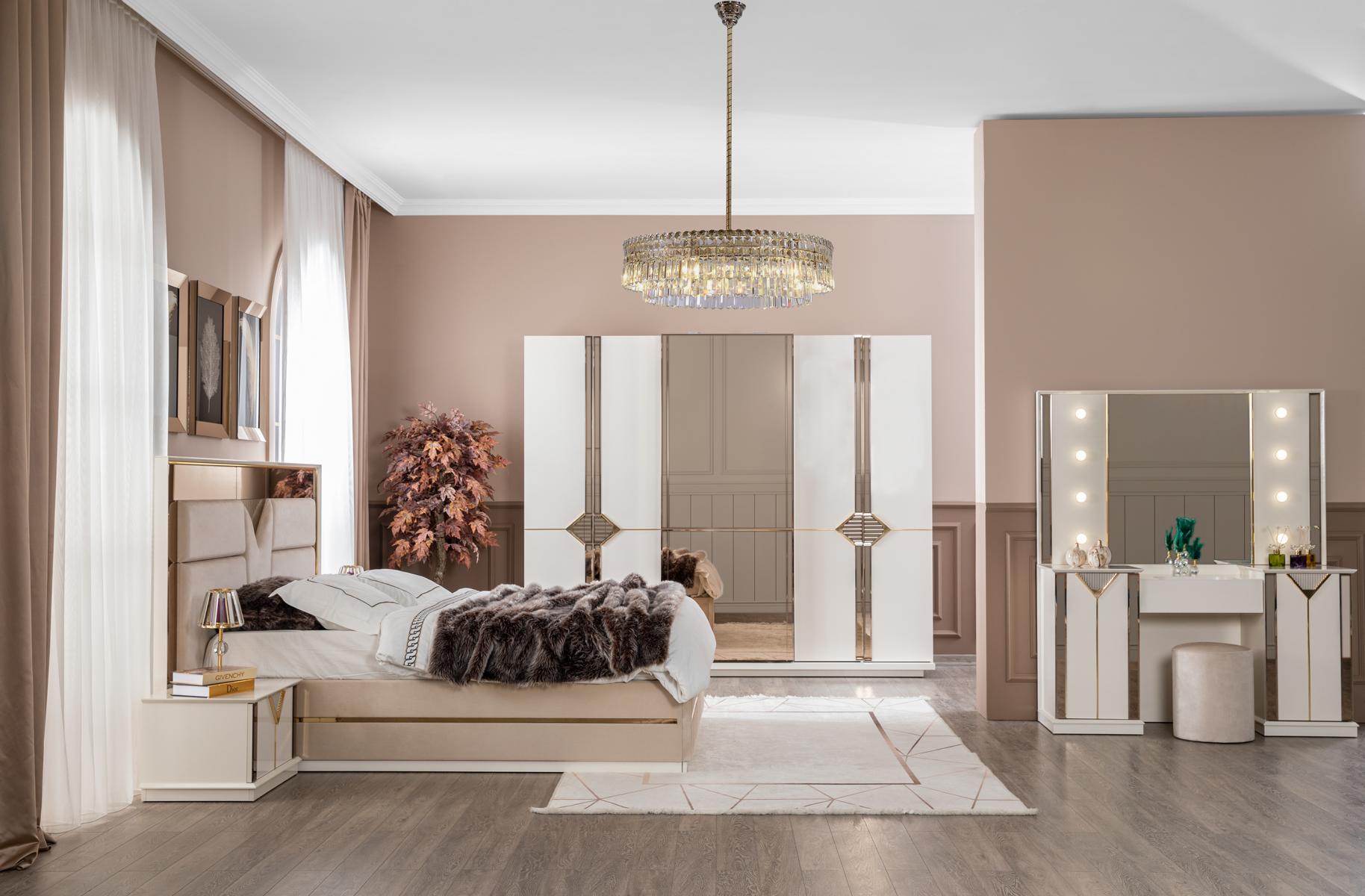Schlafzimmer Komplett Set Bett 2x Nachttisch Kleiderschrank 5tlg Design Sofort