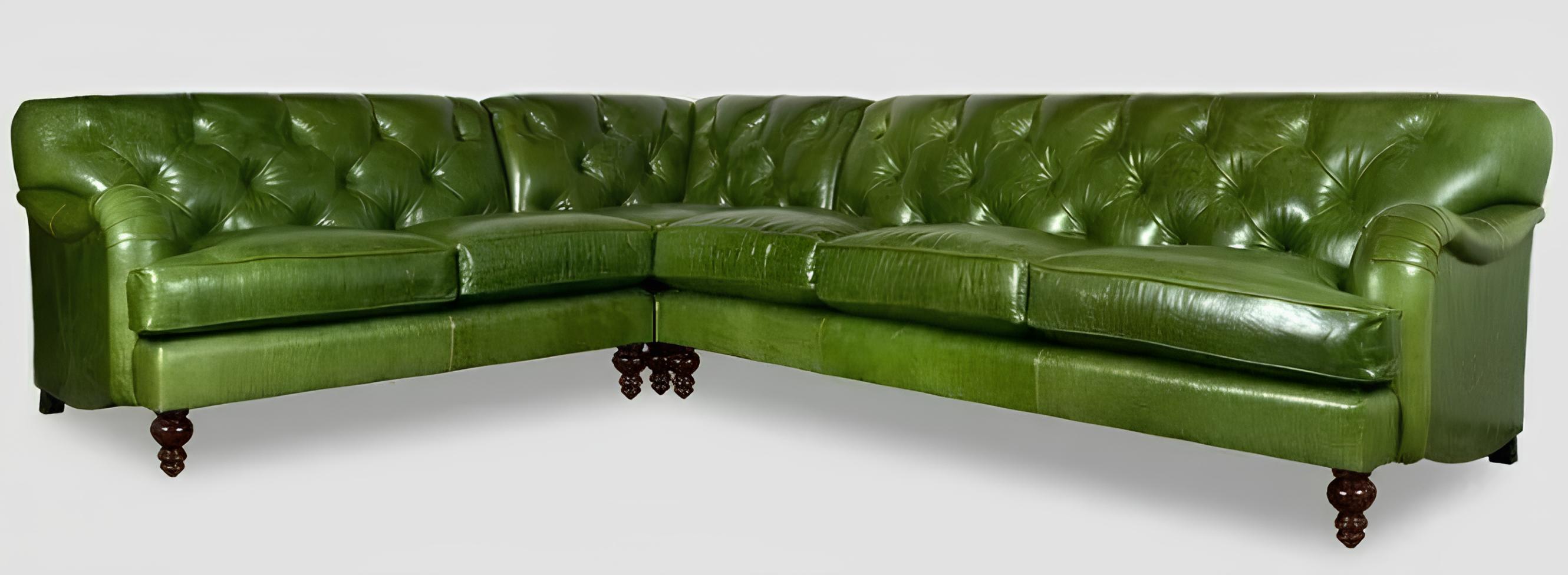 Ecksofa Ledersofa Grün Polster Eck Couch Sitz Design Chesterfield Grün Sofort