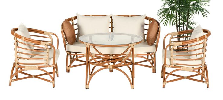 Gartenmöbel Sofagarnitur Sofa 2 Sitzer Tisch Sessel Veranda Sitzgruppen Modern