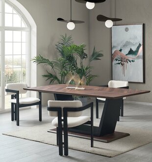 Esstisch Tisch Esszimmer Luxus Möbel Wohnzimmer Holz Edelstahl Design Tische Neu