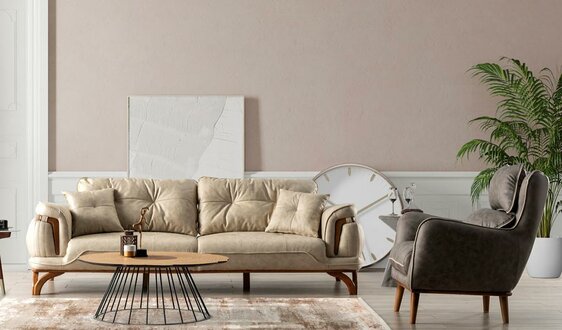 Sofagarnitur Polstergarnitur Relaxgarnitur Couch Sofa Set Sessel 3+1 Beige