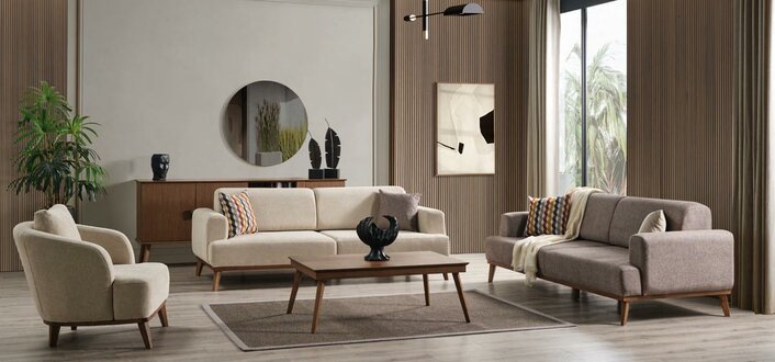 Komplett Sofaset Wohnraum Garnitur Luxus Couch Sofagarnitur Kombination 3+3 Sofa