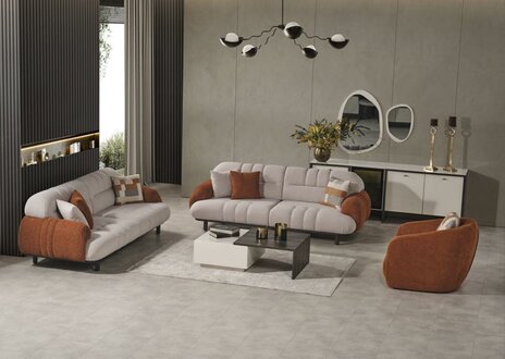 Sofagarnitur Set 3 tlg Wohnzimmer Sitz Set Designer 2x 3-Sitzer Polster Sessel