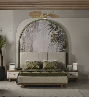 Schlafzimmer Set Luxus Designer Bett + 2x Nachttische Holz Modern Komplettes
