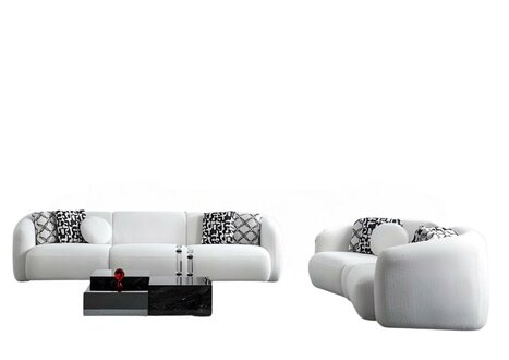 Wohnzimmer Einrichtung Seitzmöbel Set 4+3 Sitzer Couchtisch Möbel 3tlg