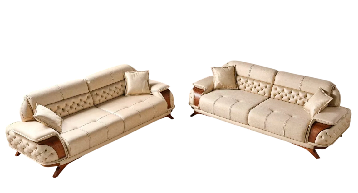 Stilvolles Modernes Sofa Set 3+3 – Beige Design für Wohnzimmer Sofort