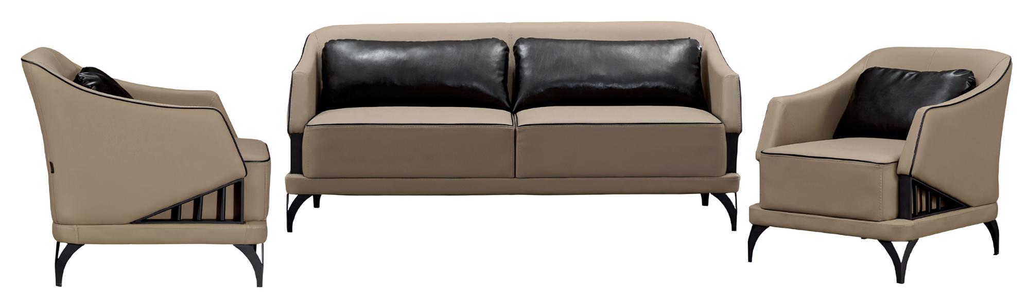 Sofa Wohnzimmer Sofagarnitur 3+1+1 Sitzer Polster Couchtisch Holz Luxus 3tlg