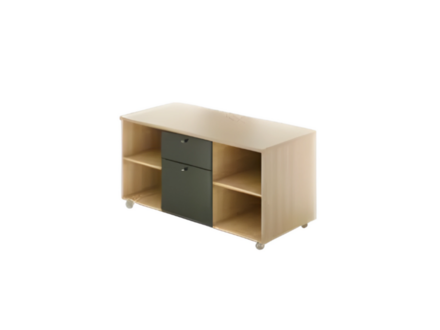 Designer schwarz braun Aktenschrank Rädern Holzmöbel Regale Schublade