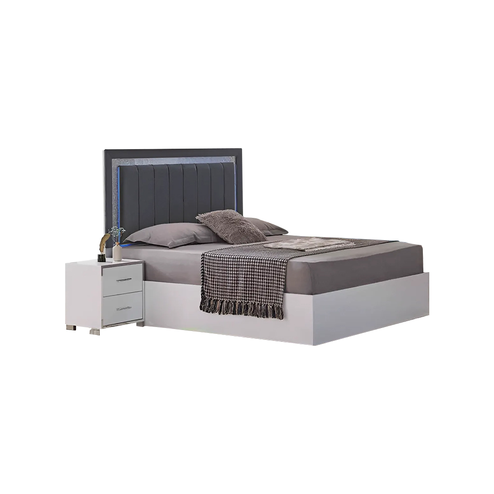 Bettrahmen Doppelbett Bett Schlafzimmerbett Holzbett Grau Schlafplatz
