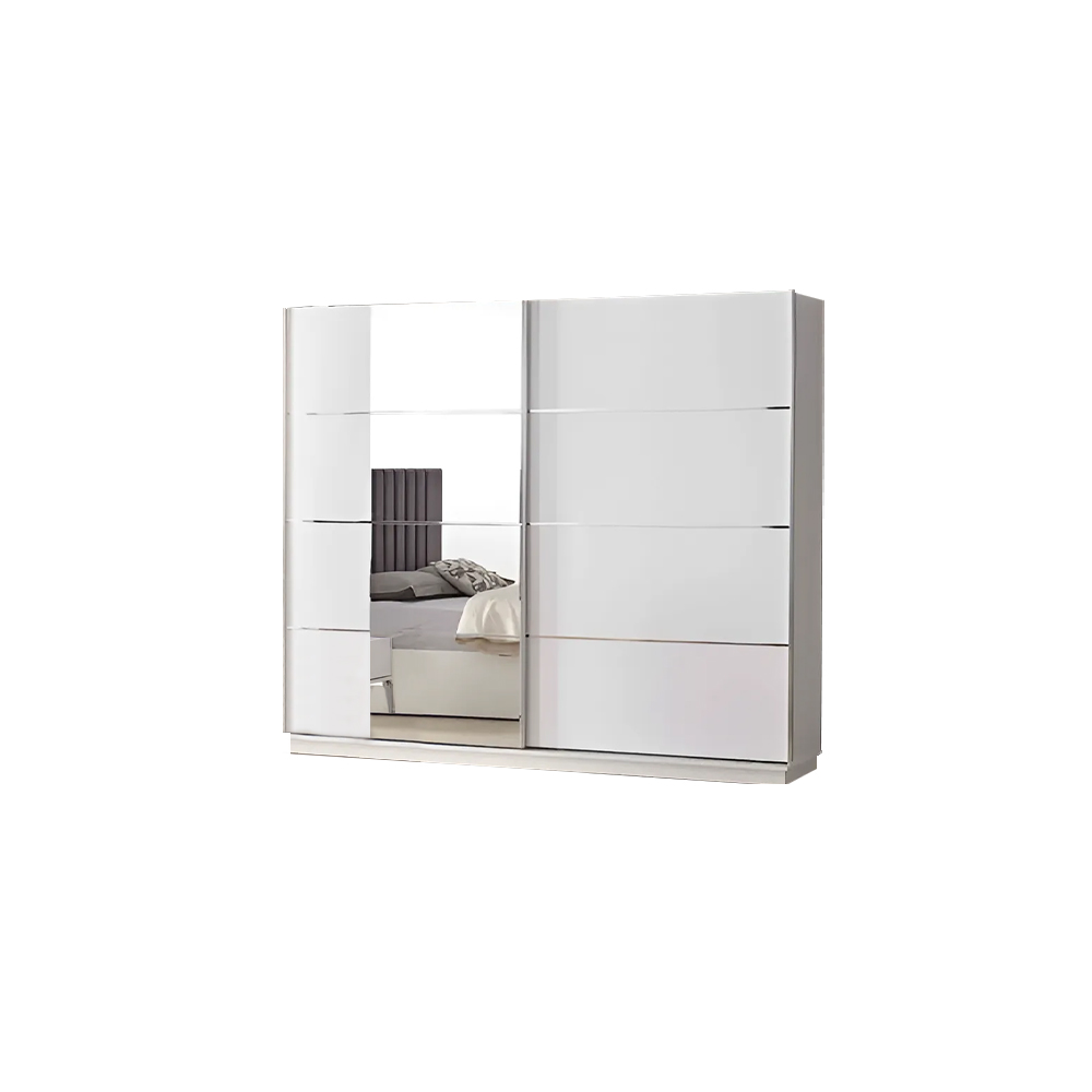 Schlafzimmerschrank Kleiderschrank Schrank Holzschrank Spiegel Weiß