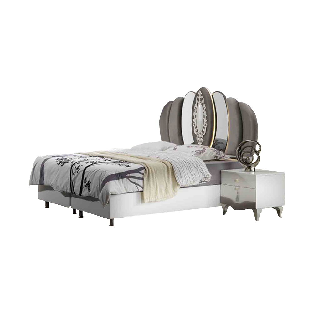 Komplette Schlafzimmermöbel Doppelbett Nachttische Weiß Set 3tlg