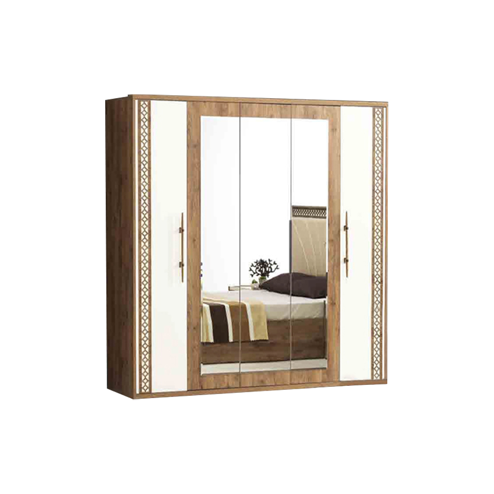Schrank Braun Holzschrank Kleiderschrank Spiegel Schlafzimmerschrank