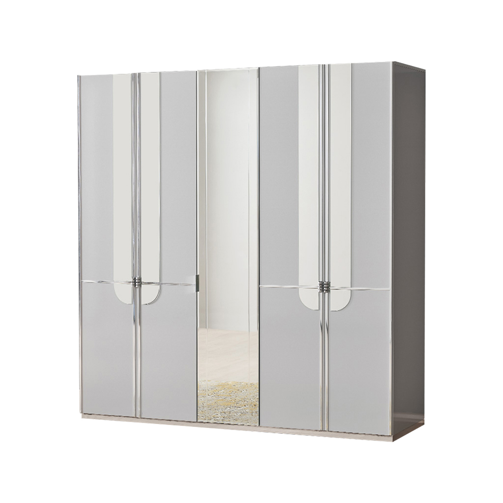 Kleiderschrank Spiegel Schrank Schlafzimmerschrank Grau Holzschrank
