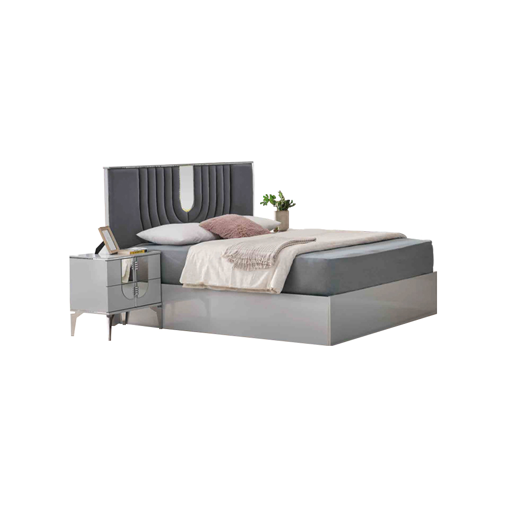 Bettrahmen Doppelbett Schlafzimmerbett Bett Grau Betten Möbel Ehebett