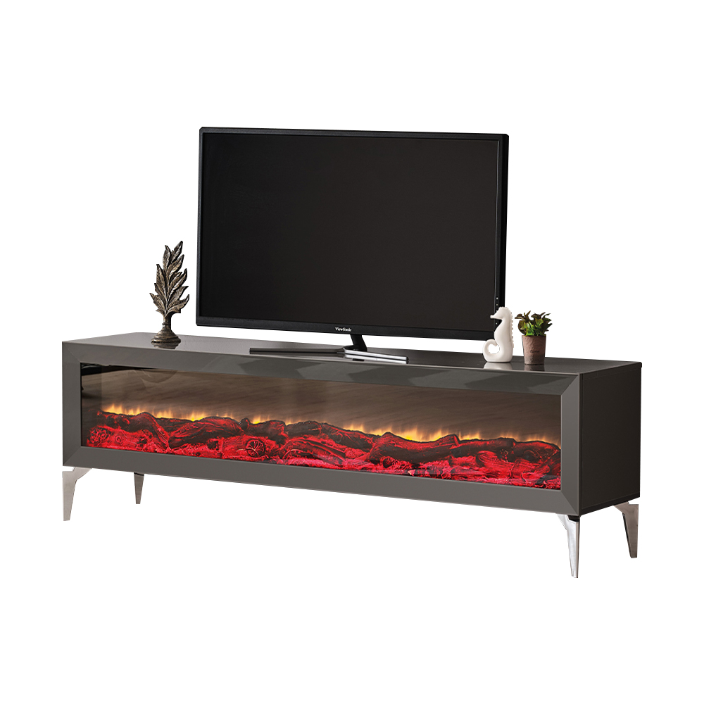 Kamin Tisch Sideboard TV Ständer Wohnzimmer RTV Lowboard Grau Holz
