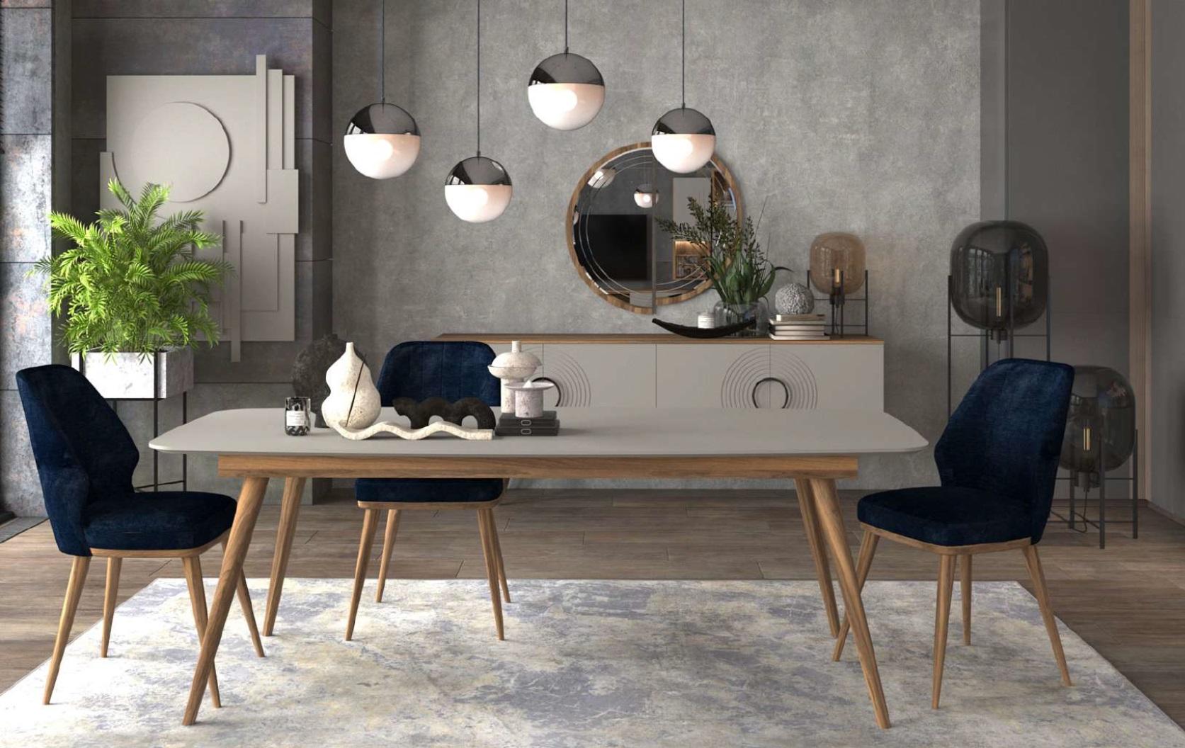 Modernes Esszimmer Zimmer Esstisch Möbel Tische Anrichte 6tlg. Set Möbel